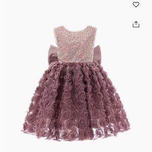 Girls' Mauve Rose Applique Party Dress